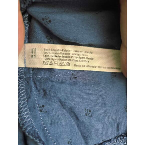 FREE PEOPLE Intimately Blue Lace Trim Voile and Lace Trapeze dress small - Picture 4 of 5